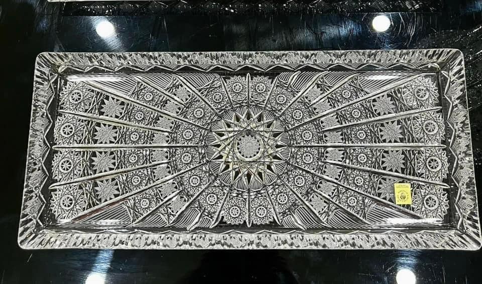 Khay pha lê mài chữ nhật Bohemia