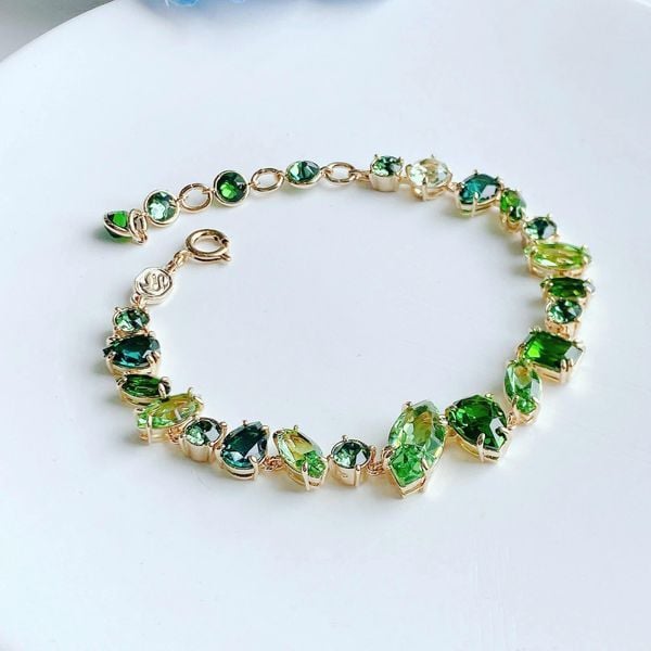 Lắc tay Gema Swarovski xanh lá