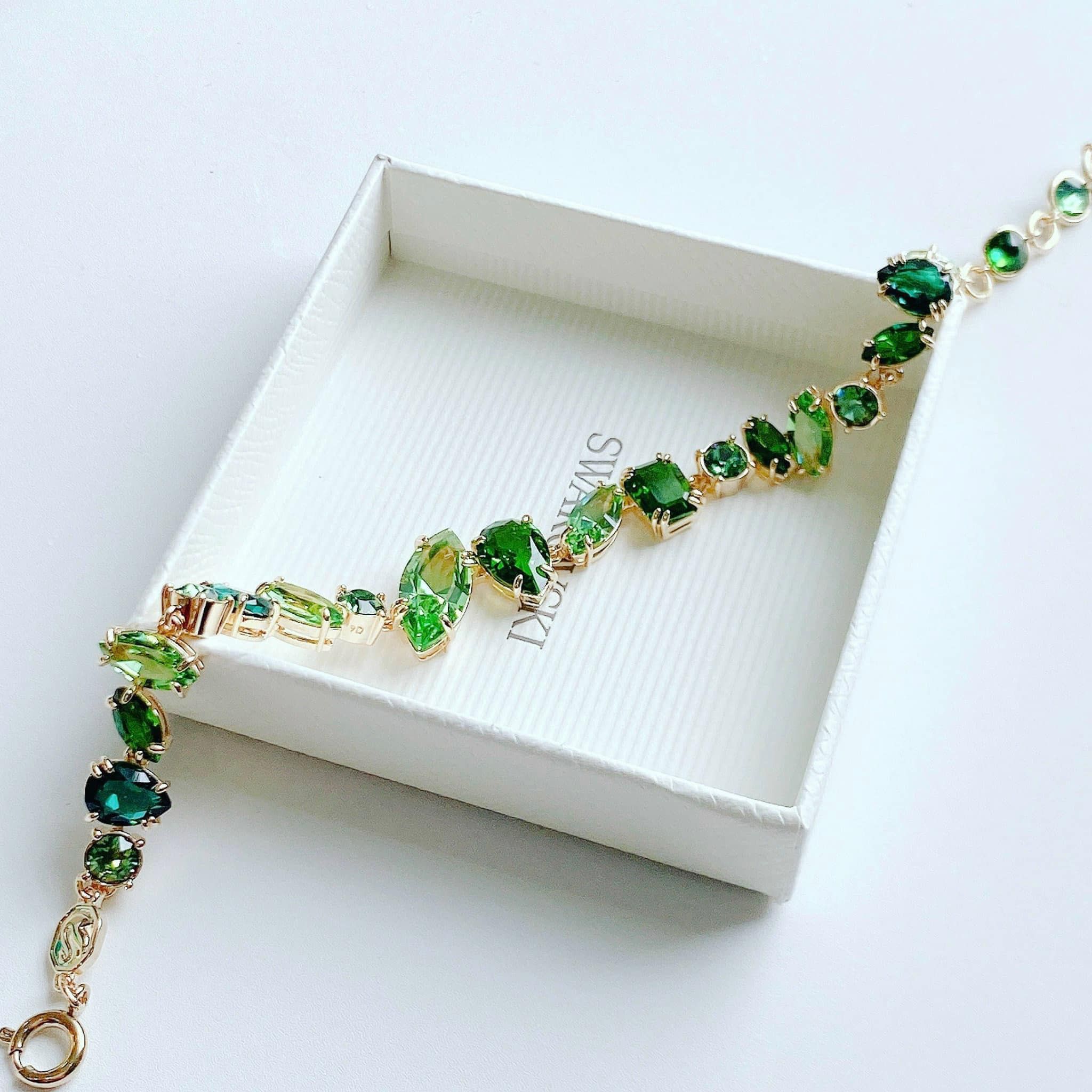 Lắc tay Gema Swarovski xanh lá