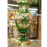 Lọ pha lê màu mạ vàng vẽ nổi Egermann Bohemia 57cm