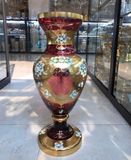 Lọ pha lê màu mạ vàng vẽ nổi Egermann Bohemia 57cm