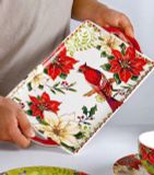 Bộ bình cốc kèm đĩa sứ 6 món Magrace hoạ tiết chim chào mào đỏ