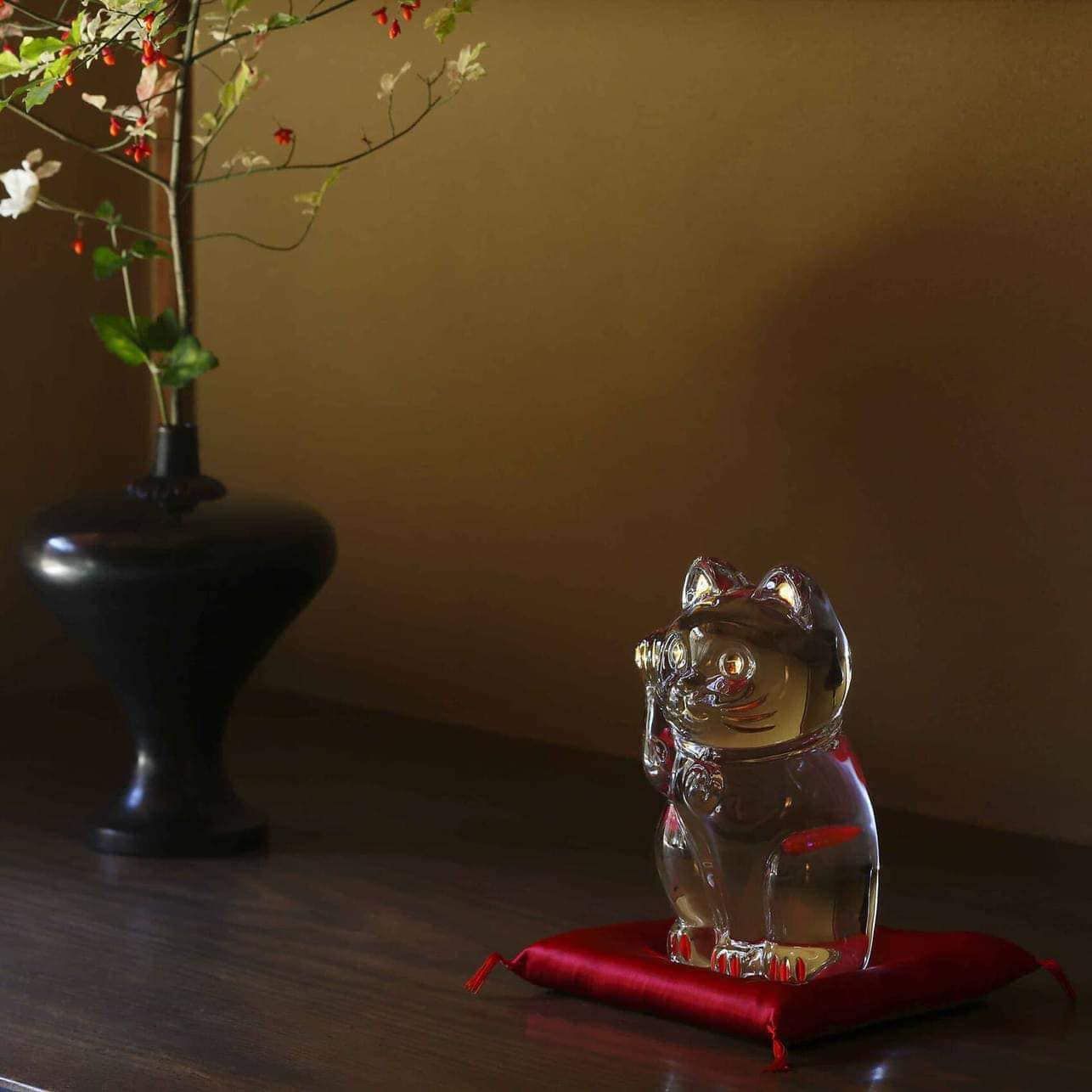 Tượng mèo may mắn chiêu lộc tài pha lê Baccarat