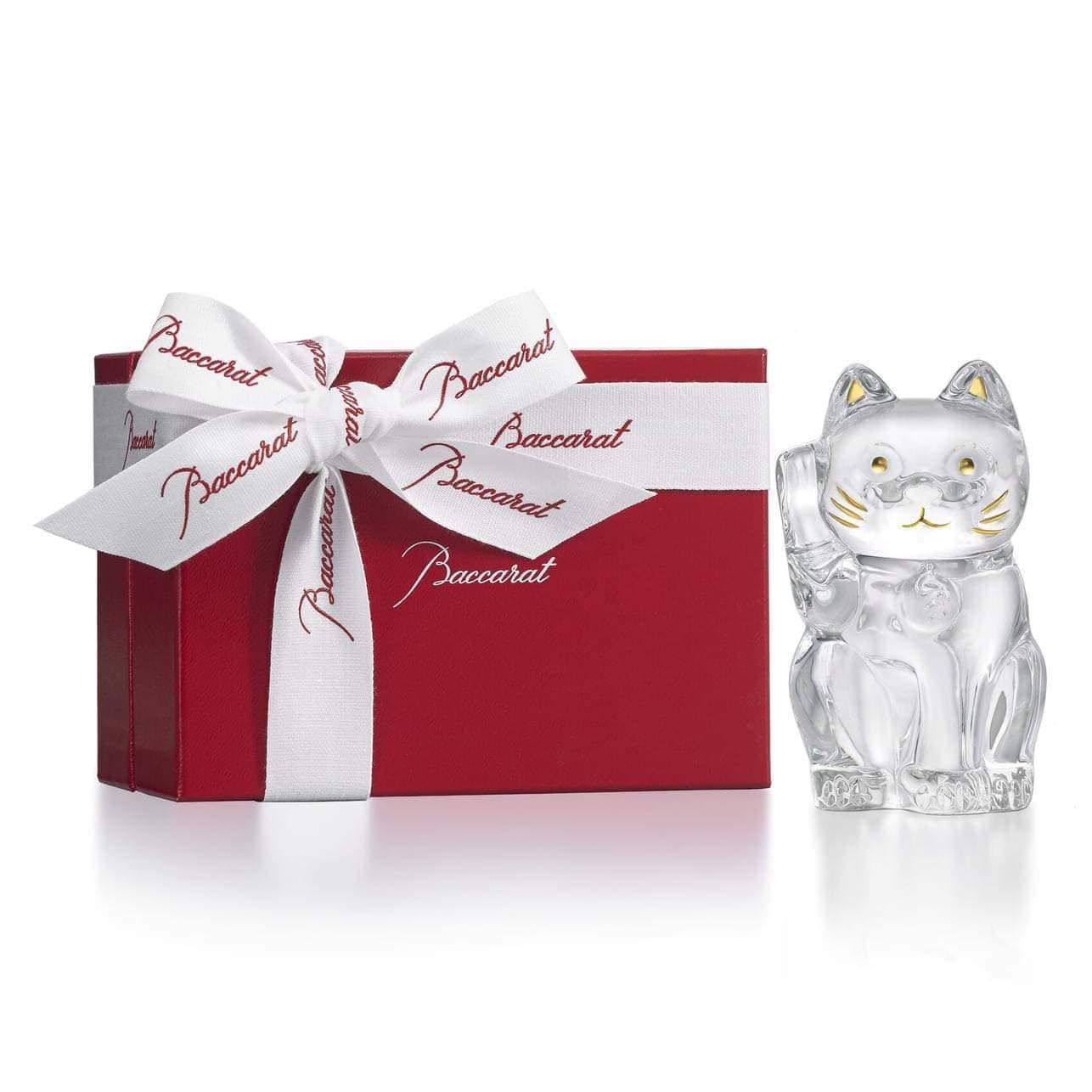 Tượng mèo may mắn chiêu lộc tài pha lê Baccarat