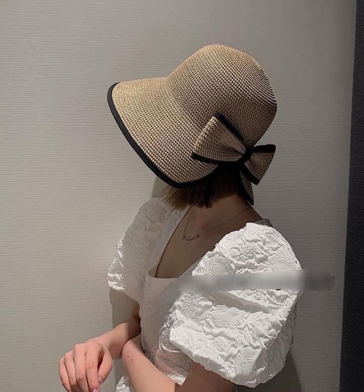 Mũ cói chống nắng mix nơ