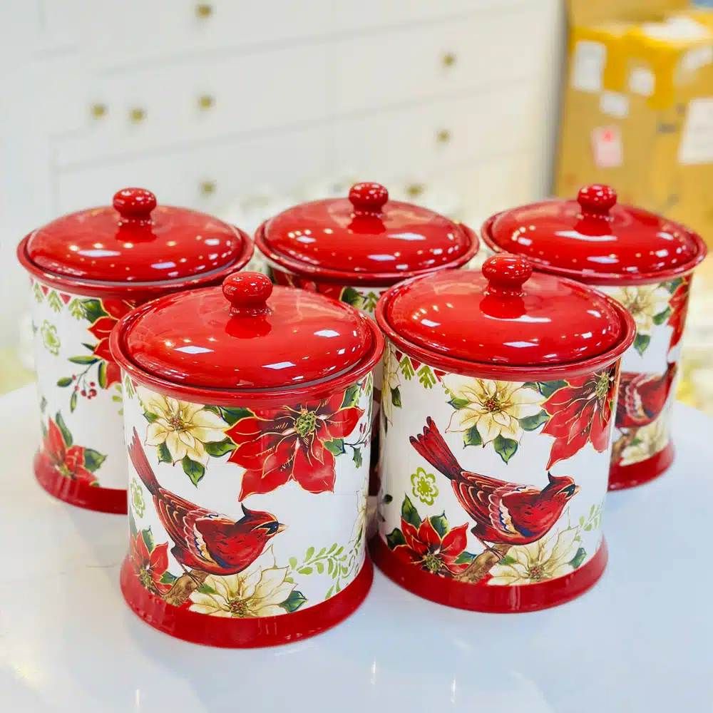 Hũ muối dưa sứ hình chim chào mào đỏ