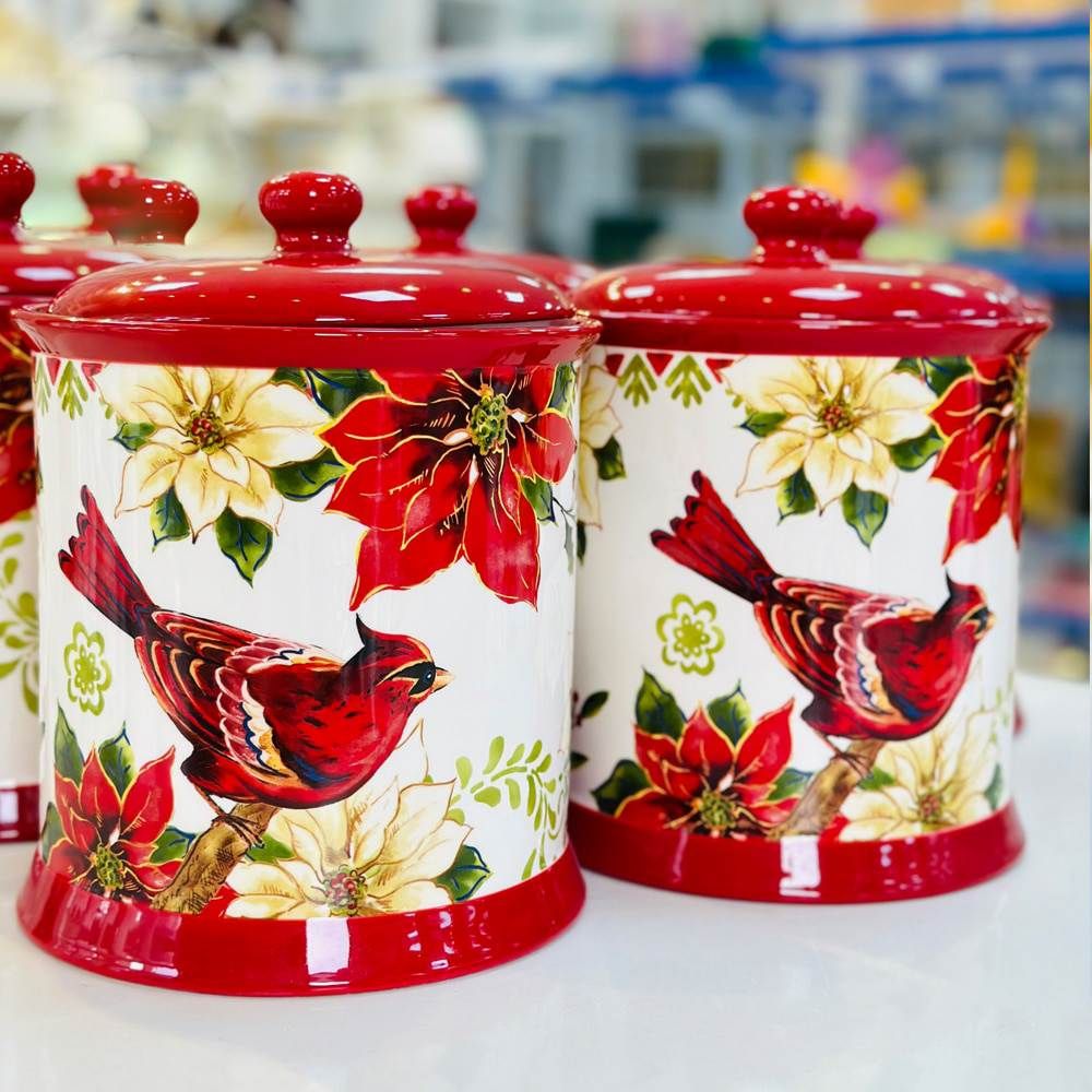 Hũ muối dưa sứ hình chim chào mào đỏ