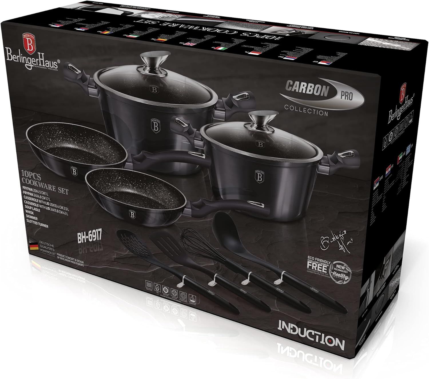 Bộ nồi chống dính 10 món Berlinger Haus Black Carbon Pro – Gia dụng xách  tay Đức