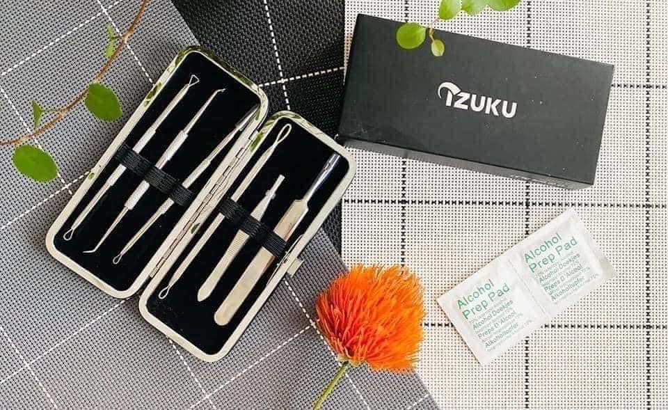 Bộ nặn mụn và nhíp IZUKU 6 món nội địa Đức