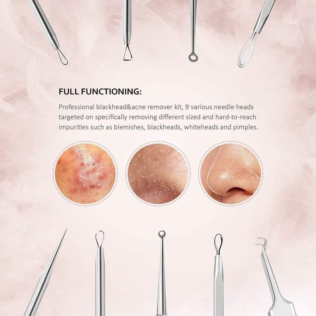 Bộ nặn mụn và nhíp IZUKU 6 món nội địa Đức