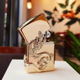 Bật lửa Zippo rồng vàng 3D trong bộ 12 con giáp Châu Á