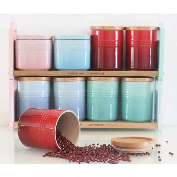 Hũ đựng nắp gỗ Le Creuset 10cm Kirsche