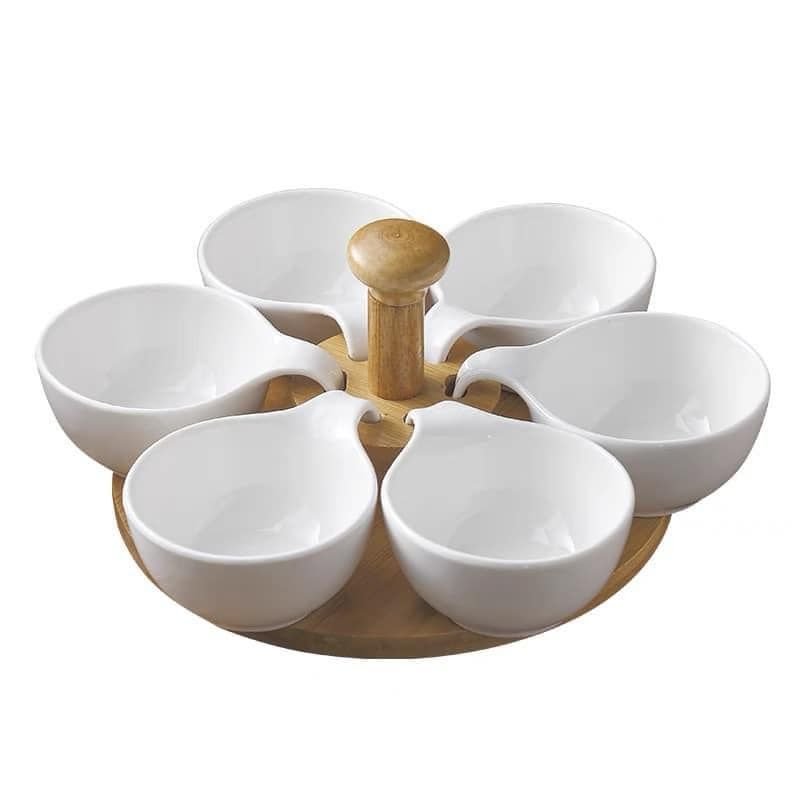 Bộ hũ chia đĩa đựng trái cây đĩa Bắc Âu có chân đế