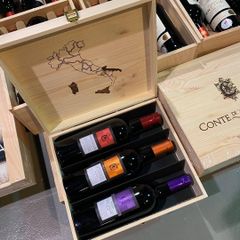 Bộ rượu vang ý thượng hạng thùng gỗ mix 3 chai Conte Di Campiano - Made in Italy 