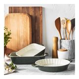 Bộ 2 khay gốm chữ nhật bỏ lò Staub