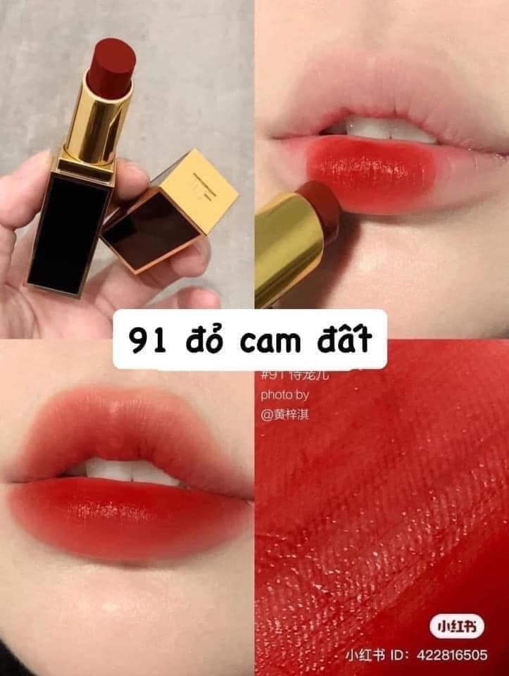 Son Tom Ford Satin Matte 91 màu đỏ cam đất