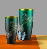 Lọ hoa màu in nổi siêu cao cấp Bohemia Crystalex