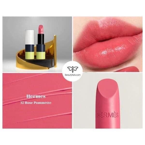 Son Hermes Satin 32 màu hồng cam san hô