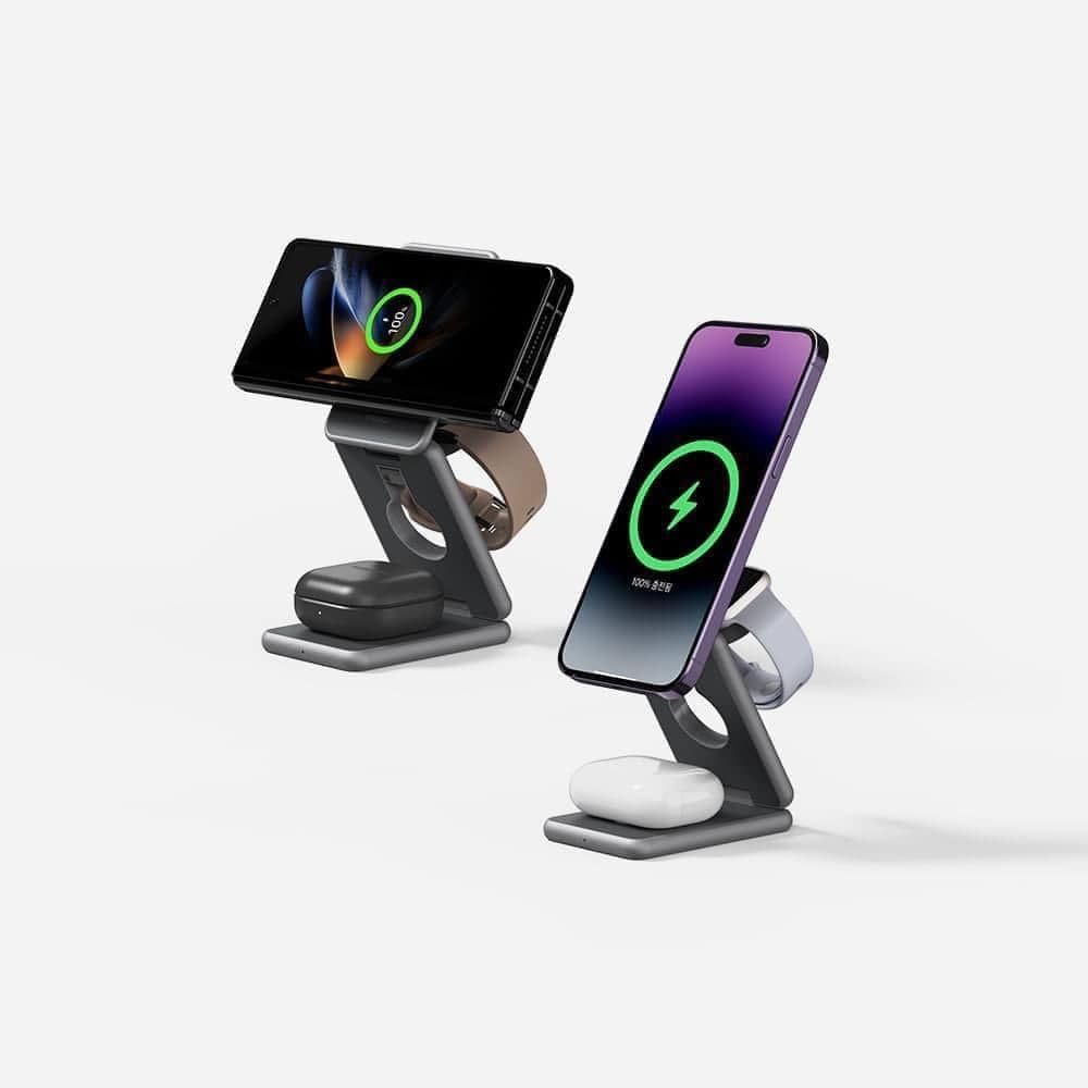 Bộ sạc Mooas không dây MagSafe 3 trong 1 có thể gập lại 15W