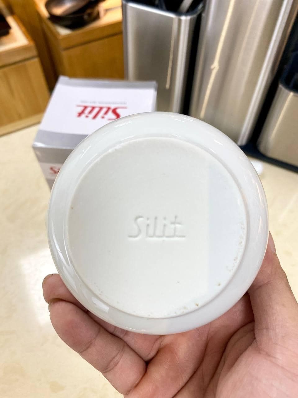 Bộ chày cối Silit Mörser Porzellan 10cm màu trắng