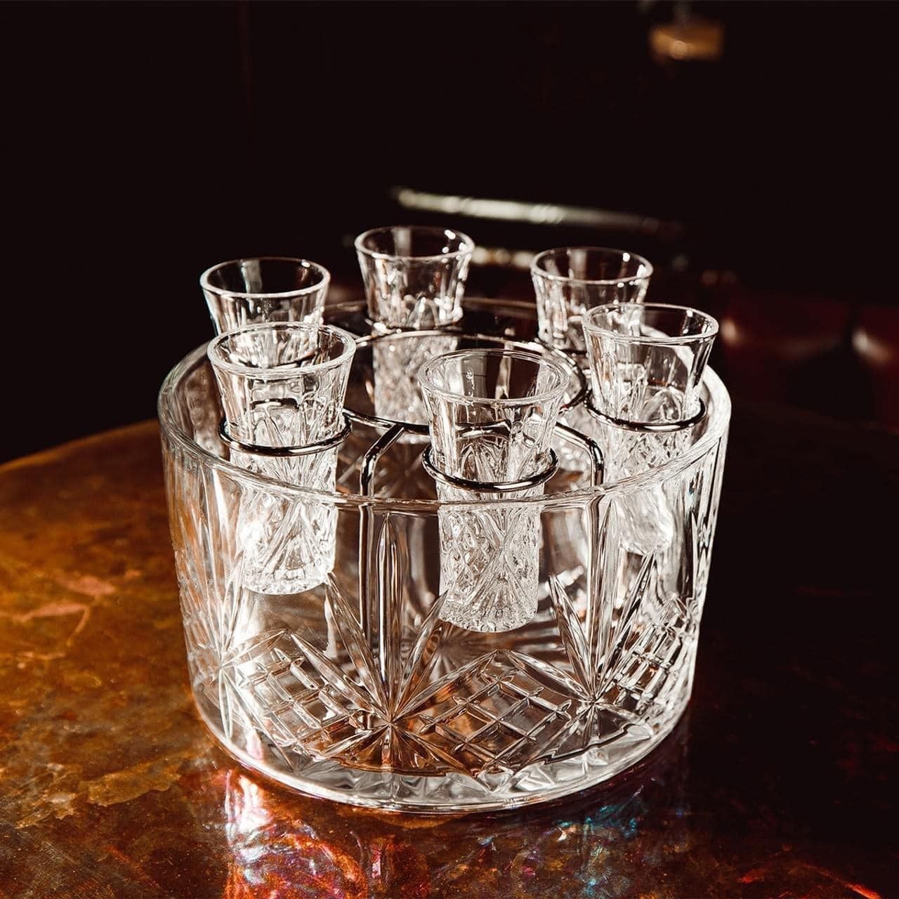 Bộ ly Vodka kèm âu ướp đá pha lê Killarney Crystal