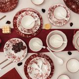 Bộ đồ ăn gốm sứ hoa hồng đỏ 12 món