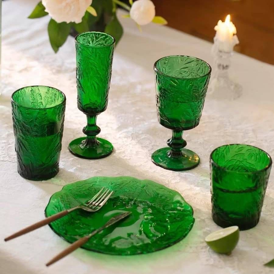 Bộ 6 cốc ly đĩa họa tiết rừng mưa nhiệt đới