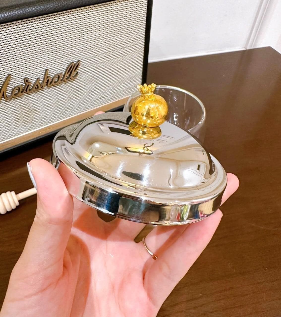 Hũ mật ong thủy tinh 2 lớp Godinger Pomegranate