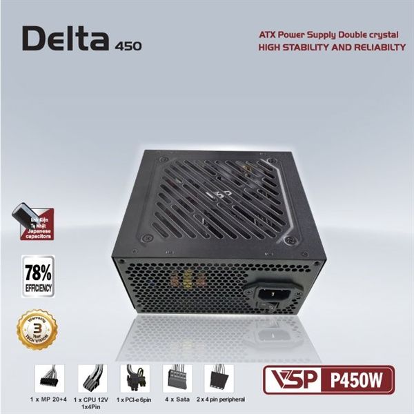 NGUỒN VSP DELTA P450W 450W - BH 12 THÁNG