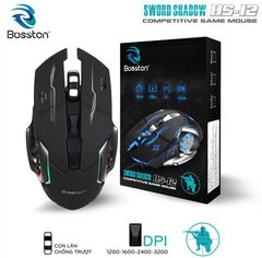 Chuột Gaming Bosston BS-12 Đen - Bh 12 Tháng