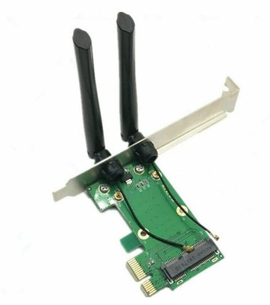 Card WiFi PCI-E Express + 2 Ăng-Ten Mở Rộng Cho PC