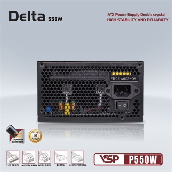 NGUỒN VSP DELTA P550W - BH 24 THÁNG
