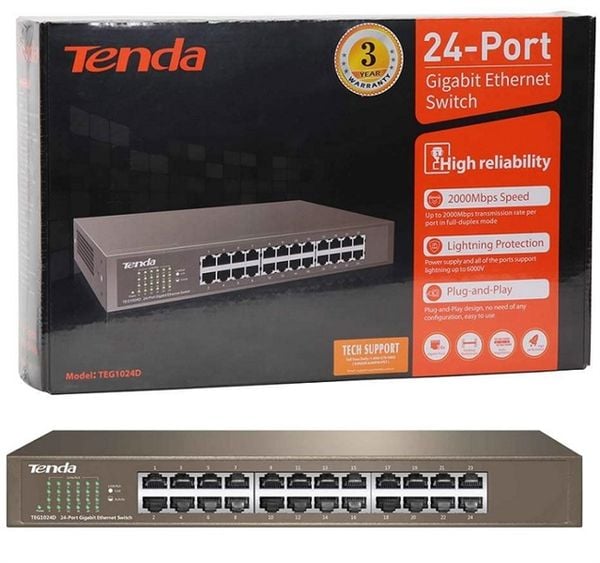 Switch Tenda TEG1024D 24 - Port - Bh 12 tháng