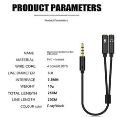 Cáp chia Audio 3.5mm ra mic và loa loại tốt