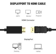 Cable DisplayPort to HDMI 1.8m -Bh 03 tháng