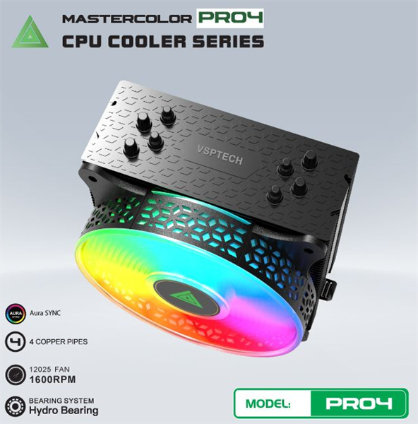Tản Nhiệt CPU VSPTECH PRO4 Black - Bh 06 tháng