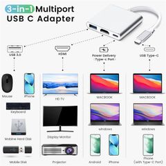Cáp Chuyển Type C to Hdmi, Usb, Type C - Bh 01 tháng