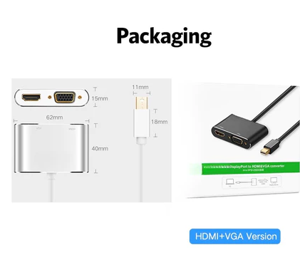 Cáp chuyển MiniDisplayPort to HDMI VGA - Bh 01 tháng
