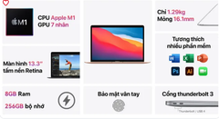 MACBOOK AIR A2337| Chip M1 2020| Ram 8GB| SSD 256GB| 13.3inch 2K Retina (2560 x 1600)
