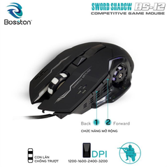 Chuột Gaming Bosston BS-12 Đen - Bh 12 Tháng