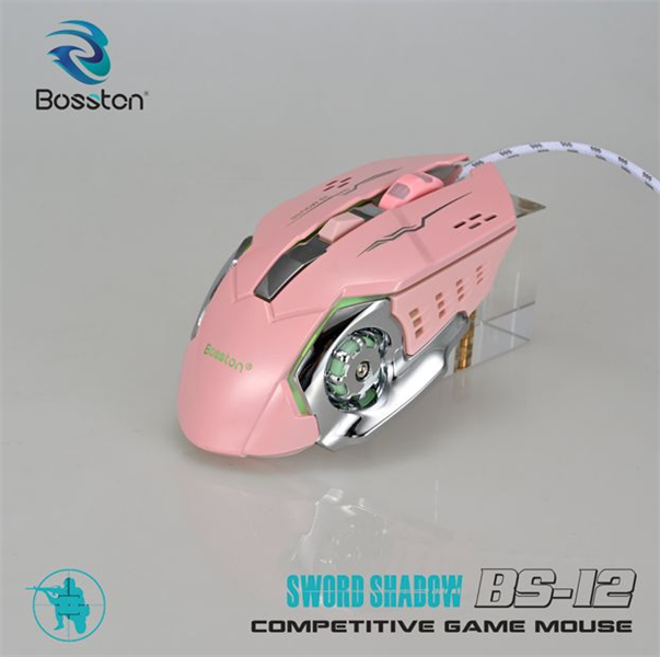 Chuột Gaming Bosston BS-12 Hồng - Bh 12 Tháng