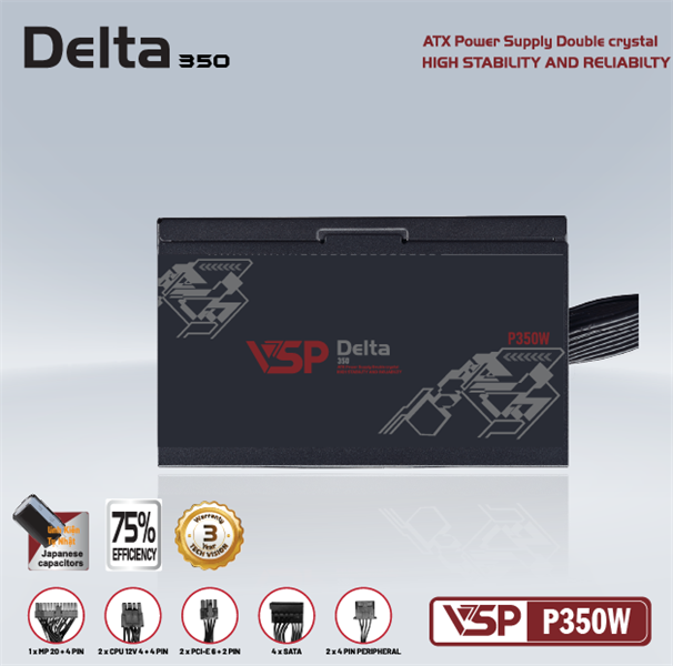 NGUỒN PC VSP DELTA P350W - BH 24 THÁNG