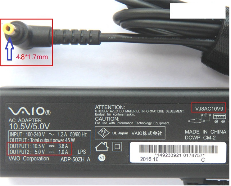 SẠC SONY 10.5V-3.8A TM - BH 03 THÁNG