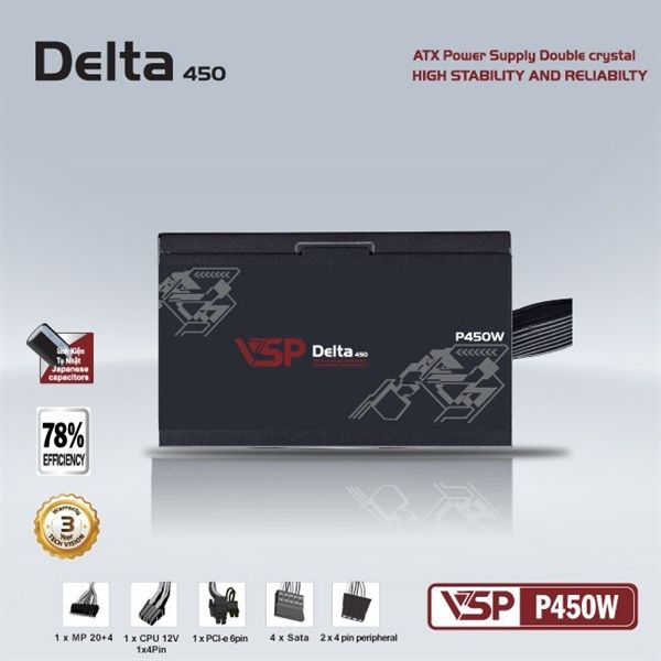 NGUỒN VSP DELTA P450W 450W - BH 12 THÁNG