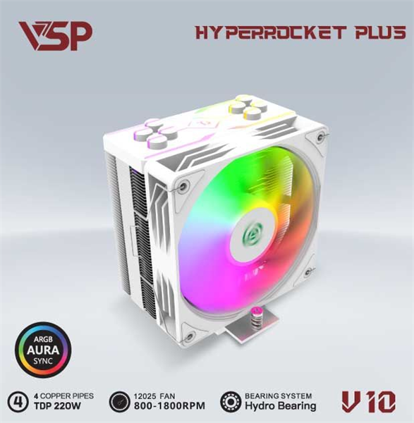 Tản Nhiệt CPU VSP V10 - Màu Trắng - Bh 06 Tháng