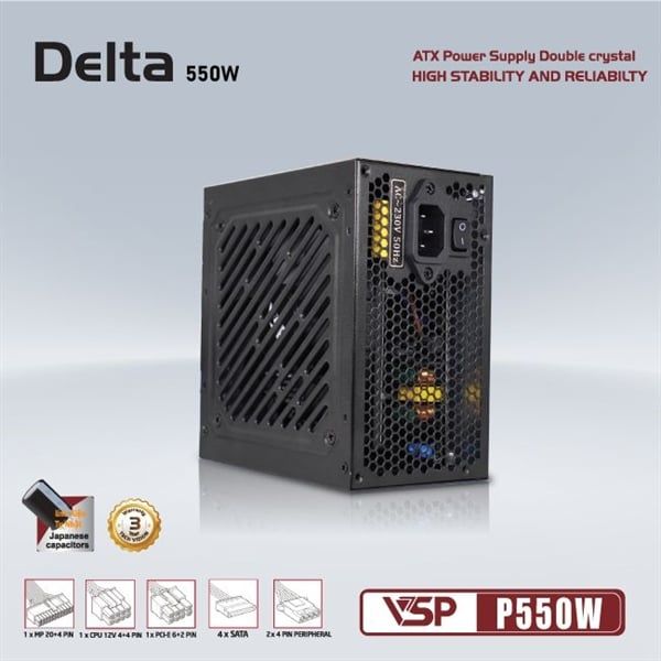 NGUỒN VSP DELTA P550W - BH 24 THÁNG