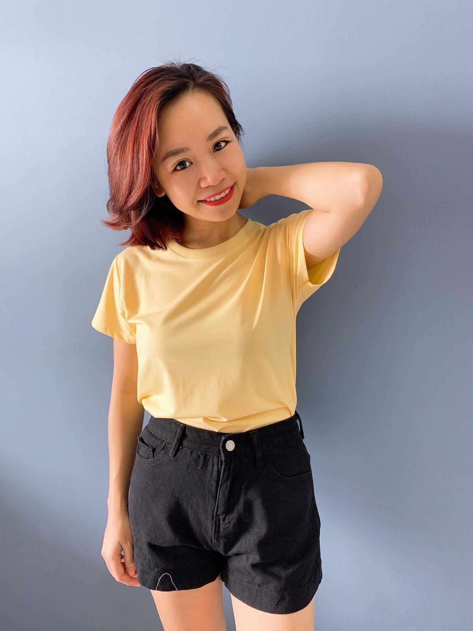  Áo đôi thun trơn UNISEX form basic vải thun mịn co giãn 4 chiều 