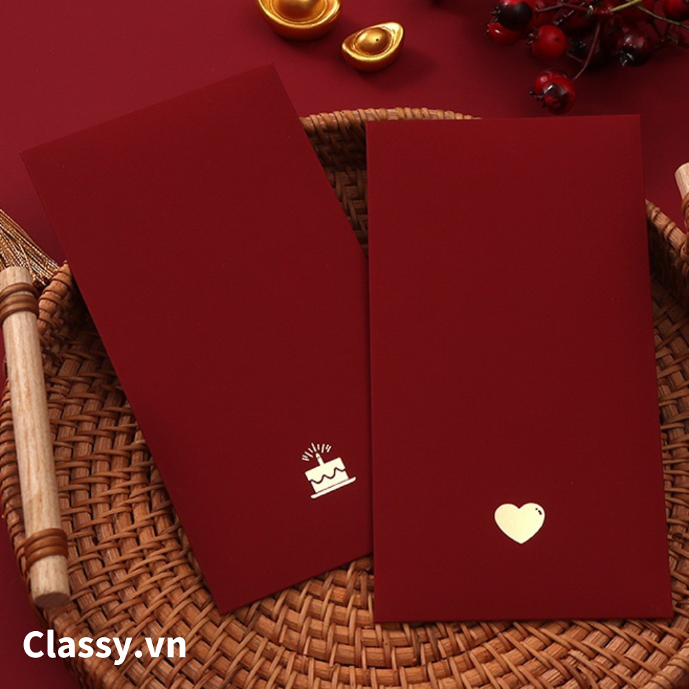  [GIAO HÀNG 7-25 NGÀY]  Classy Phong bì dài màu đỏ chất liệu giấy cao cấp, có thể đựng thư, Bao lì xì Tết 2024, chất liệu dày dặn Q1476 