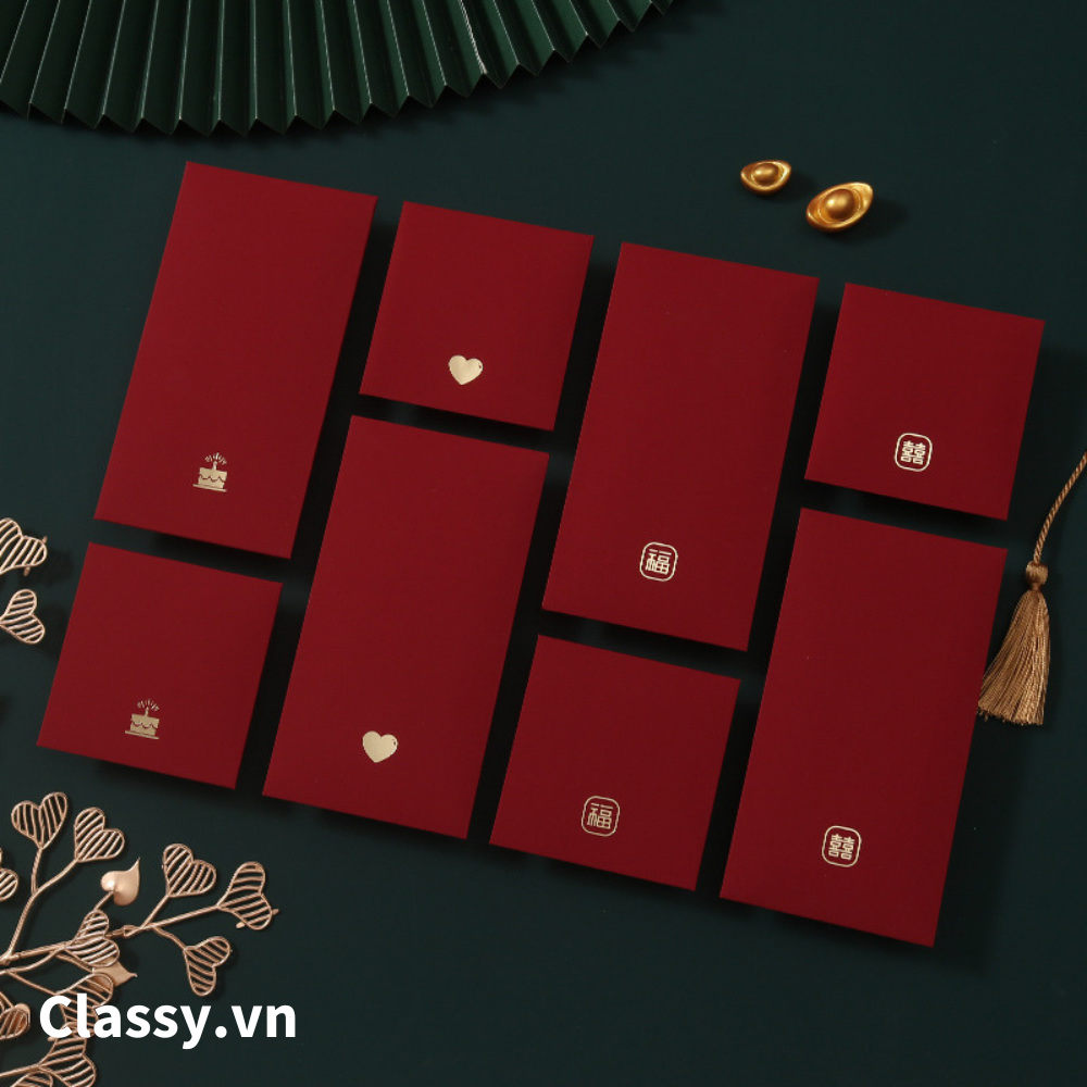  [GIAO HÀNG 7-25 NGÀY]  Classy Phong bì dài màu đỏ chất liệu giấy cao cấp, có thể đựng thư, Bao lì xì Tết 2024, chất liệu dày dặn Q1476 