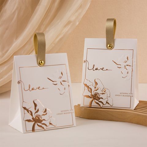  [GIAO HÀNG 7-25 NGÀY]  COMBO 100 TÚI Hộp giấy đựng quà tặng họa tiết  Hoa Hồng Vàng Pháp Retro vintage có gắn quai da Q1891 